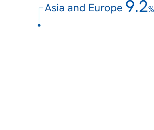 Pie chart of sales ratio by geographic segment of Tay Estec